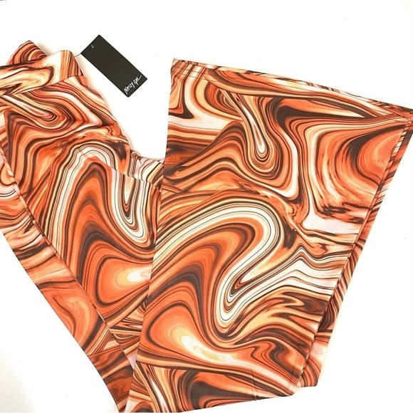 NWT Nasty Gal Recycled Marble Print Flare Pants Sz6 - Picture 13 of 15